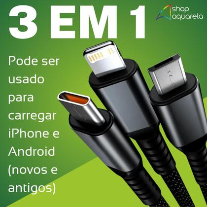 Imagem de Cabo Carregador 3 em 1 Turbo100W Rápido Original Inova