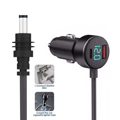 Imagem de Cabo Carregador 3 Em 1 Veicular compativel Starlink Mini Carregamento Usb Tipo C 12v 24v