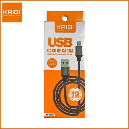 Imagem de Cabo Carregador Carga Rápida USB x Micro Usb V8 Blindado Com 2 Metros KD-336CM KAIDI