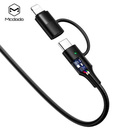 Imagem de Cabo carregador  e dados 2 em 1 USB Tipo C Lightning 3A 1,2M