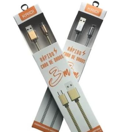 Imagem de Cabo Carregador Kaidi KD-310 3m - Opções Micro USB V8 e Tipo C - Carga Rápida