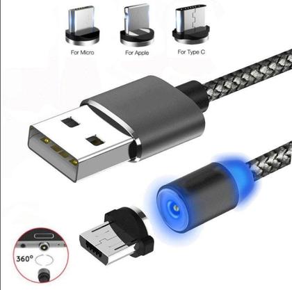 Imagem de Cabo Carregador Magnético 3 Em 1 Tipo C/lightning Micro Usb - Aki Tem Quase Tudo