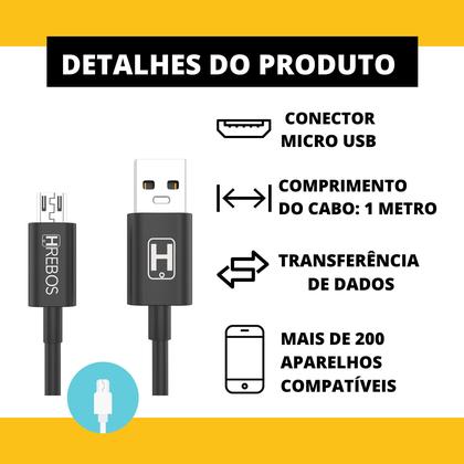 Imagem de Cabo Carregador Micro USB Reforçado 1M - Samsung e Outros