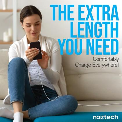 Imagem de Cabo carregador Naztech Lightning 12 pés USB-C para MFi iPhone branco