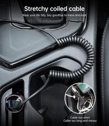 Imagem de Cabo carregador para carro PRAKIE Coiled Lightning Cable, pacote com 2 unidades de 3 pés/5 pés