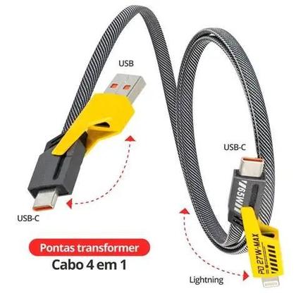 Imagem de Cabo Carregador Para iPhone Usb Turbo 65w 4 Em 1 Tipo C 1m