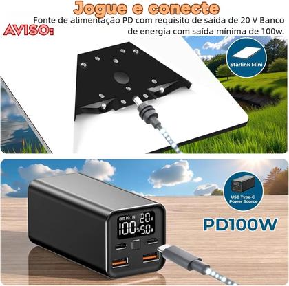 Imagem de Cabo Carregador para Starlinkk Mini DC Tipo C, 10m 10 Metros, Carregamento Rápido PD 65W-100W, Prova D'água IP67, DC Plu