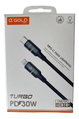 Imagem de Cabo Carregador Rápido Agold Cb-18 Tipoc Compativel Iphone Lightning Preto