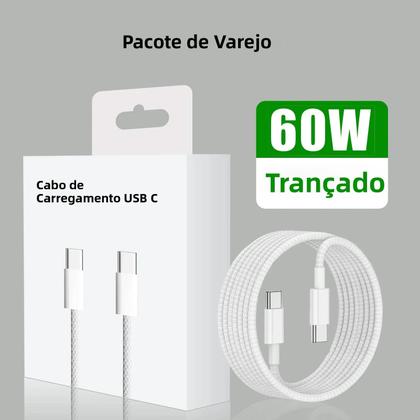 Imagem de Cabo Carregador Rápido USB-C Para iPhone 16 15 pro Huawei Xiaomi Samsung Google Tipo C Trançado Com