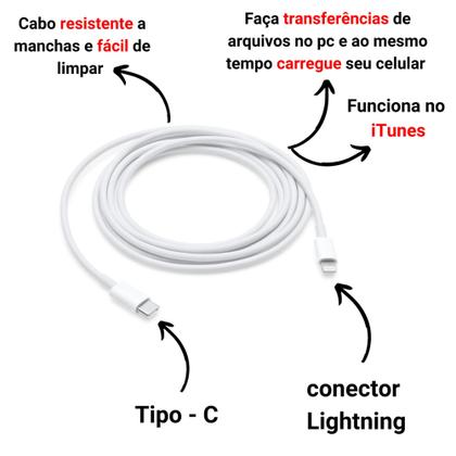 Imagem de Cabo Carregador Tipo-c Compatível iPhone 6 7 8 X Xr Xs 11 12 Pro