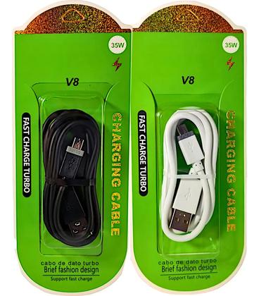 Imagem de Cabo Carregador Turbo 25W Micro USB V8 Preto para Celular Dados Veloz
