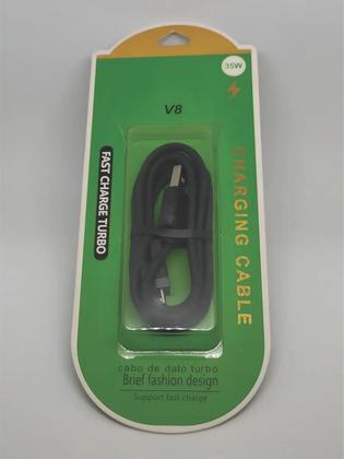 Imagem de Cabo Carregador Turbo 25W Micro USB V8 Preto para Celular Dados Veloz