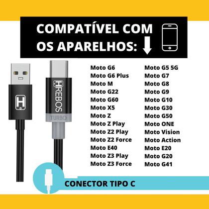 Imagem de Cabo Carregador Turbo Compativel P/ Moto E20 E30 E40 G31 G10 E32 G52 G9