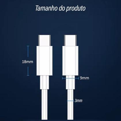 Imagem de Cabo Carregador Turbo Entrada Saída Tipo C x Tipo C PD 60W Carregamento Rápido Resistente Kaidi KD27