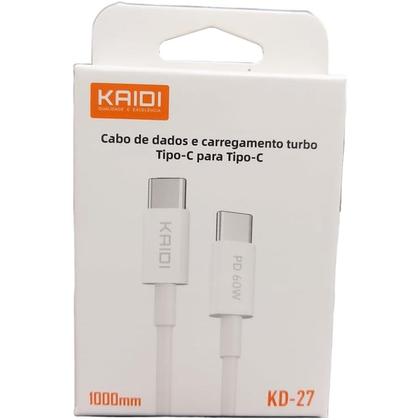 Imagem de Cabo Carregador Turbo Entrada Saída Tipo C x Tipo C PD 60W Carregamento Rápido Resistente Kaidi KD27