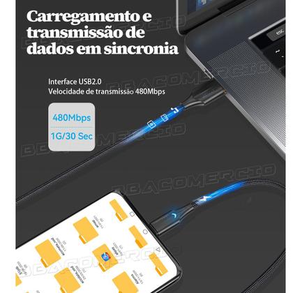 Imagem de Cabo Carregador Turbo Led USB A para USB C Vention 2 Metros