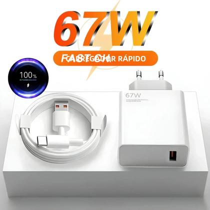 Imagem de Cabo Carregador Ultra Rápido 67W para Xiaomi - Compatível com 10T, 11 Lite, 12, Redmi Note 11T, 12T, 13, POCO X3, X4 e F4