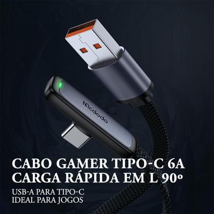 Imagem de Cabo Carregador USB A Para Tipo C 90 2m 100w 6a Led Mcdodo