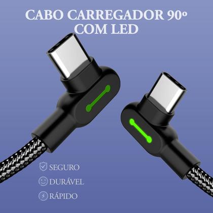 Imagem de Cabo Carregador Usb A Para Tipo C 90 Em L Com Led 1m Mcdodo
