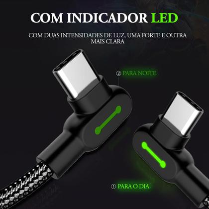 Imagem de Cabo Carregador Usb A Para Tipo C 90 Em L Com Led 1m Mcdodo