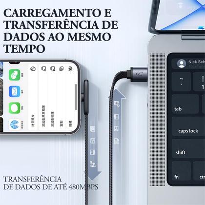 Imagem de Cabo Carregador Usb-C Para Tipo-C 90 1m Led PD 65w Mcdodo