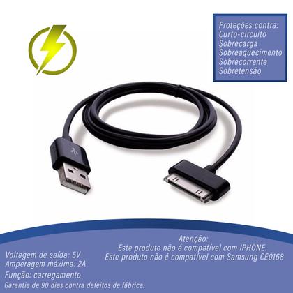 Imagem de Cabo Carregador USB Tablet Para Samsung Tab P1000 3110 P3100 P5110 Tab 2 Dados e Carga 30 Pinos Dock