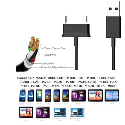Imagem de Cabo Carregador USB Tablet Para Samsung Tab P1000 3110 P3100 P5110 Tab 2 Dados e Carga 30 Pinos Dock