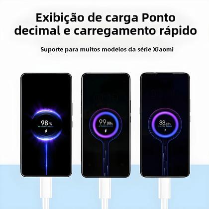 Imagem de Cabo Carregador USB Tipo C 67W PD3.0 - Super Rápido para Xiaomi Mi 11/12, Redmi Note 9/10 e Poco X5 Pro