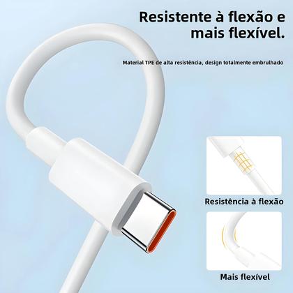Imagem de Cabo Carregador USB Tipo C 67W PD3.0 - Super Rápido para Xiaomi Mi 11/12, Redmi Note 9/10 e Poco X5 Pro