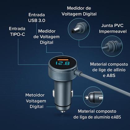 Imagem de Cabo carregador veicular compativel com star link mini 3 em 1 com 2 metros