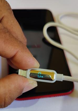 Imagem de Cabo carregamento/dados A'GOLD Tipo C p/ Lightning IOS 27W visor LED potencia de carregamento CB121