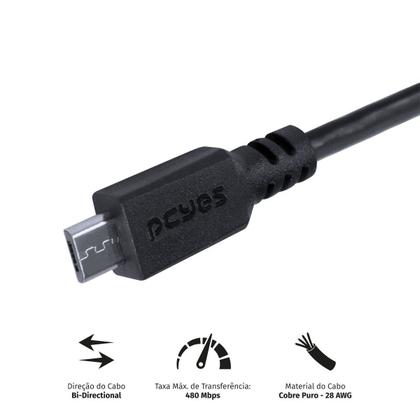 Imagem de Cabo Celular Micro Usb Usb a 2.0 50cm Preto