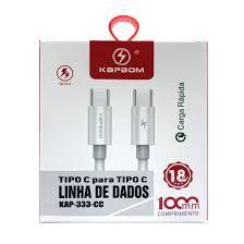 Imagem de Cabo Celular USB Tipo-C para Tipo-C 1 Metro Carregamento Rápido Turbo Universal e Reforçado