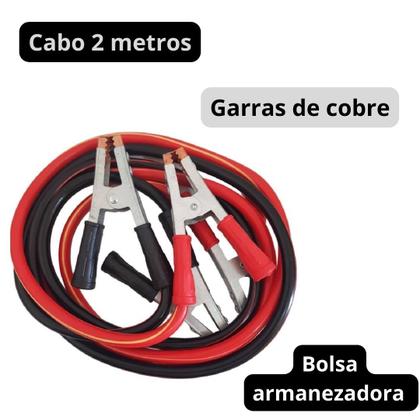 Imagem de Cabo Chupeta Transferência De Carga Bateria Partida Automotiva 1000amp 2 Metros