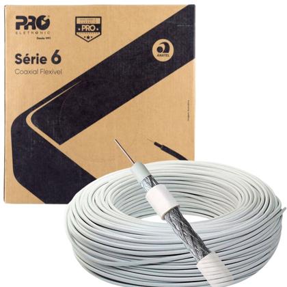 Imagem de Cabo Coaxial Rg6 para TV Digital e Canal Fechado, 90 malha, Caixa com 100 metros Cabo Grosso Qualidade Proeletronic