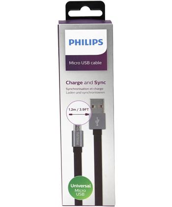 Imagem de Cabo com Conector Philips Tipo USB para Micro USB Premium Preto 120CM