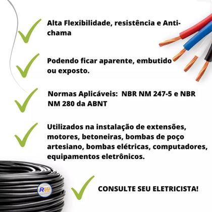Imagem de Cabo Comando Pp 5 Vias 1,5mm Rolo Branco Ou Preto 3mt 5mt 10mt