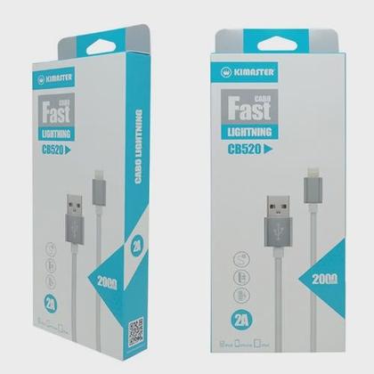 Imagem de Cabo compatível Lightning com conector de metal 2m 3A CB520 Prata - Kimaster
