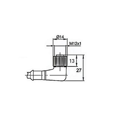 Imagem de CABO CONECTOR M12 CL4-12 4 PINOS FEMEA ANGULAR 90 5m com LED