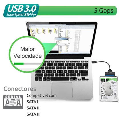 Imagem de Cabo Conversor USB 3.0 Para SATA III HDD SSD 2.5 Comtac 9380