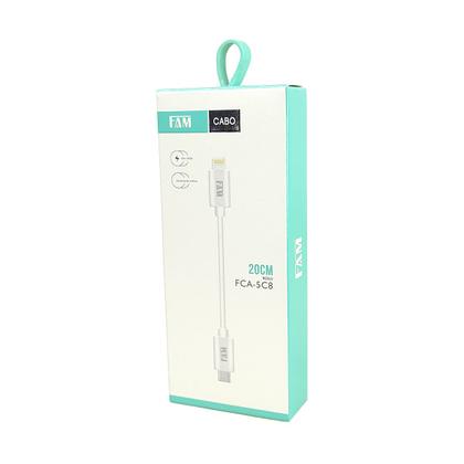 Imagem de Cabo Dados Carga Tipo USB C Lightning Curto 20cm Powerbank