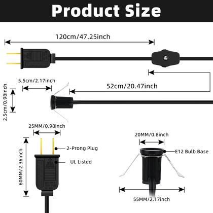 Imagem de Cabo de acessórios Enhon com 1 lâmpada LED de 6 pés com lâmpada C7