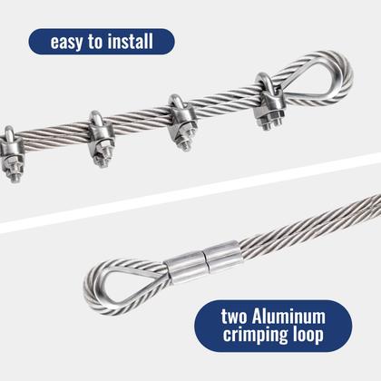 Imagem de Cabo de aço inoxidável 1/4 100m com clipe e dedal