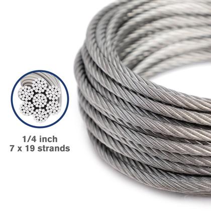 Imagem de Cabo de aço inoxidável 1/4 100m com clipe e dedal