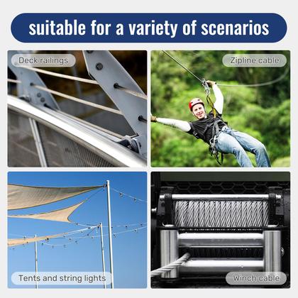 Imagem de Cabo de aço inoxidável 1/4 100m com clipe e dedal