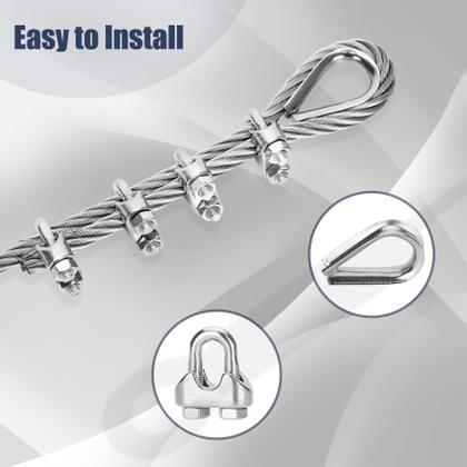 Imagem de Cabo de aço Marioca 1/4 de polegada 75 pés com fios 7X19 2903 kg