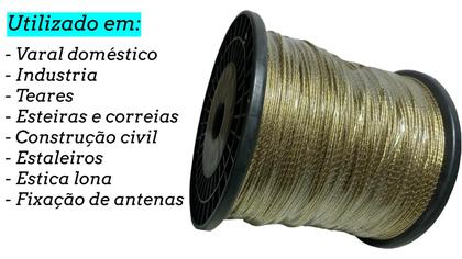 Imagem de Cabo de Aço Revestido PVC Diâmetro 1.75mm Bobina 100 Metros Varal de Parede Super Resistente