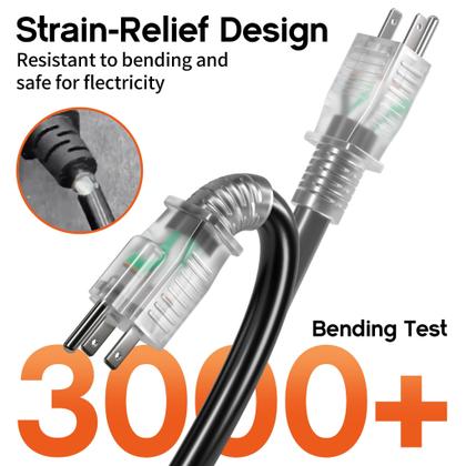 Imagem de Cabo de alimentação Deeklify 12 Gauge 3 m, plugue iluminado à prova d'água