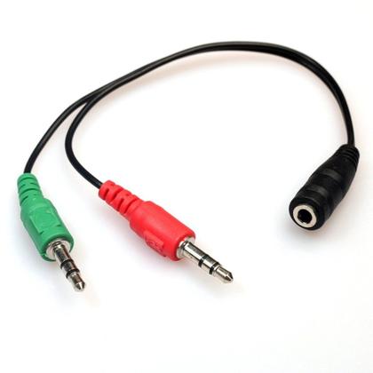 Imagem de Cabo De Áudio Adaptador P3 Fêmea x 2 P2 Macho para Microfone Fone Headset 20cm