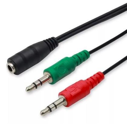 Imagem de Cabo De Áudio Adaptador P3 Fêmea x 2 P2 Macho para Microfone Fone Headset 20cm